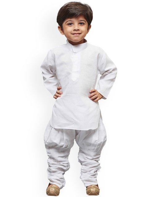 

JBN Creation Boys White Solid Kurta with Churidar