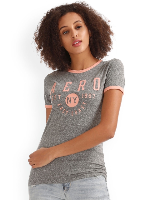

Aeropostale Women Grey Printed Round Neck T-shirt