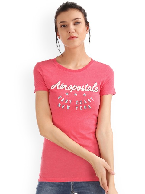 

Aeropostale Women Pink Printed Round Neck T-shirt