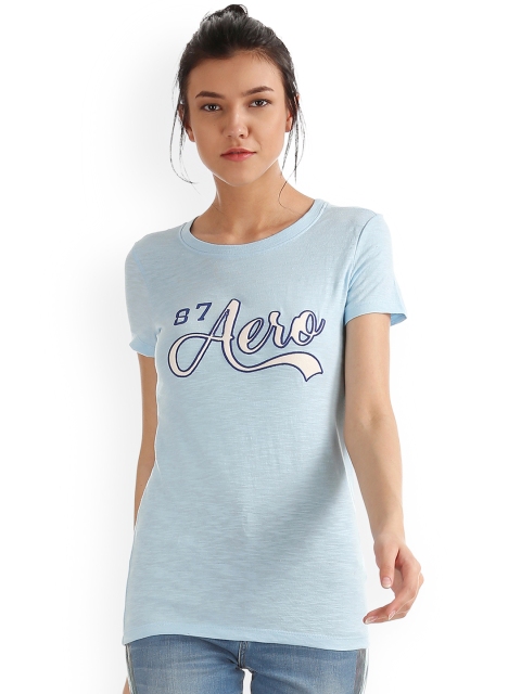 

Aeropostale Women Blue Printed Round Neck T-shirt