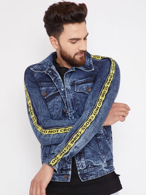 

FUGAZEE Men Blue Solid Denim Jacket