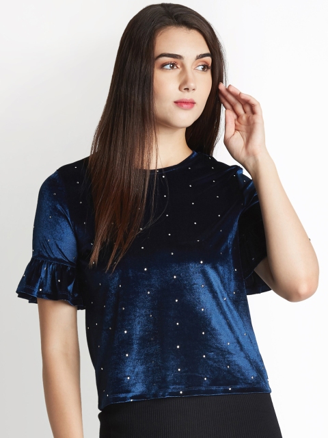 

Honey by Pantaloons Women Navy Blue Embellished Top