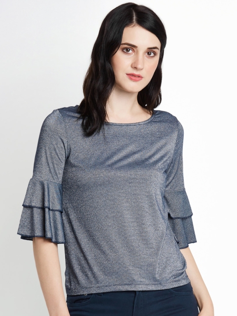 

Honey by Pantaloons Women Navy Blue Self Design Top
