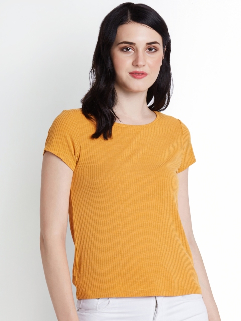 

Honey by Pantaloons Women Mustard Self Design Top