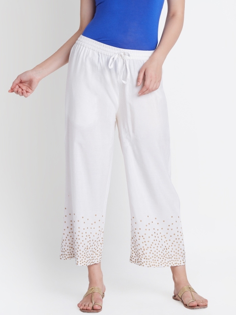 

RANGMANCH BY PANTALOONS Women Off-White Printed Palazzos