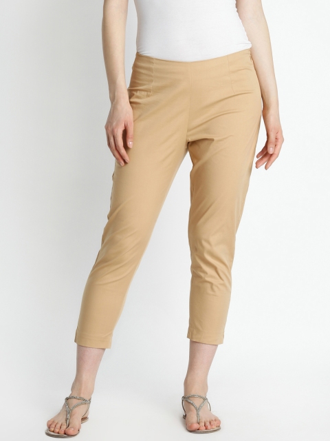 

RANGMANCH BY PANTALOONS Women Beige Regular Fit Solid Regular Trousers