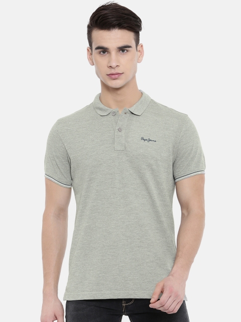 

Pepe Jeans Men Grey Solid Polo Collar T-shirt