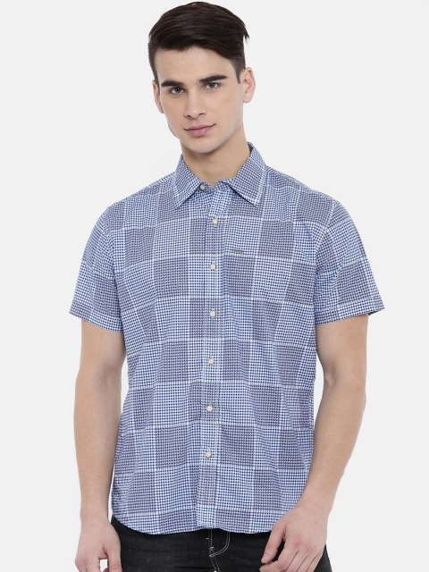 

Pepe Jeans Men Blue Printed Checked Shirt