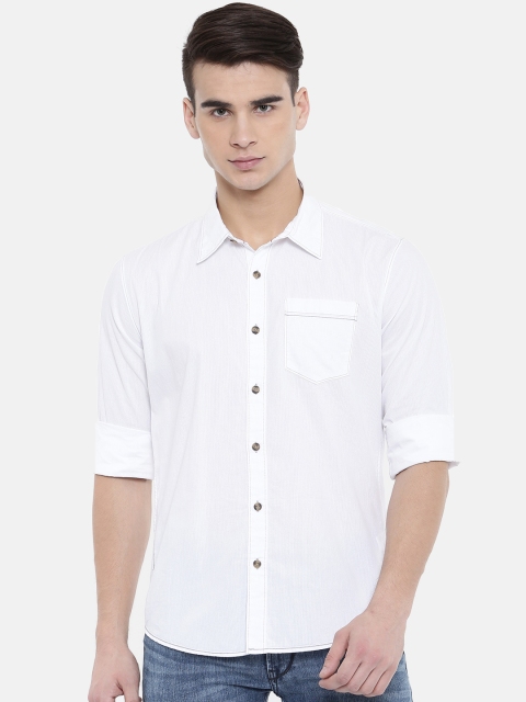 

Pepe Jeans Men White Slim Fit Solid Casual Shirt