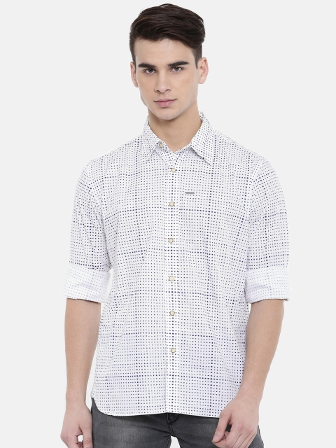 

Pepe Jeans Men White & Blue Slim Fit Printed Casual Shirt