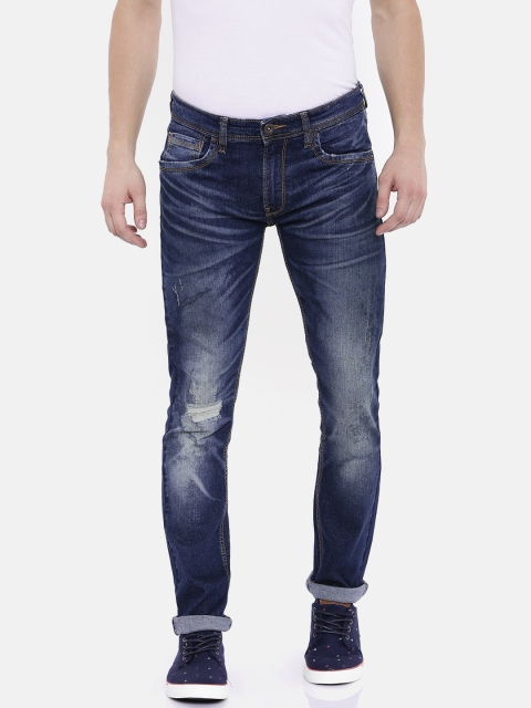 

Pepe Jeans Men Blue Vapour Slim Fit Low-Rise Mildly-Distressed Jeans