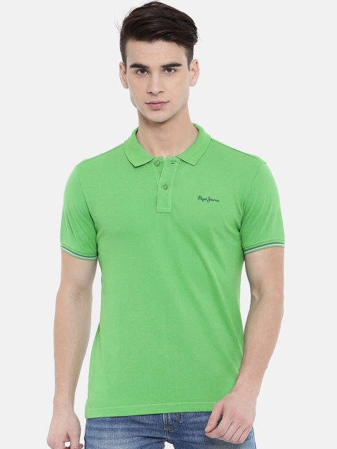 

Pepe Jeans Men Green Solid Polo T-shirt