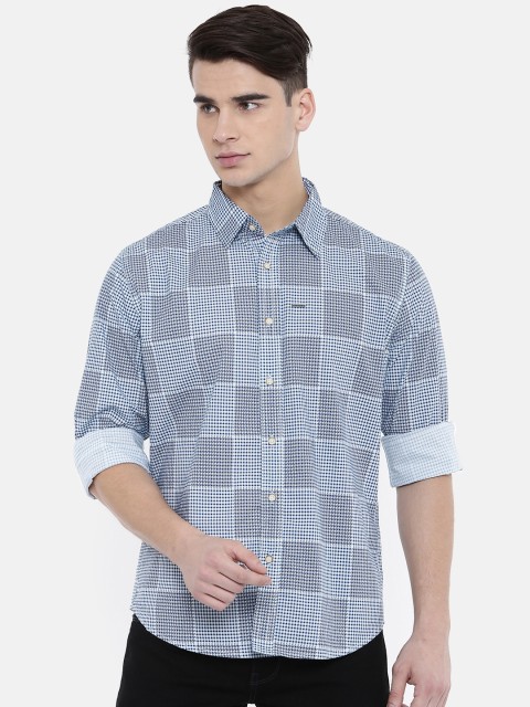 

Pepe Jeans Men Blue Slim Fit Checked Casual Shirt
