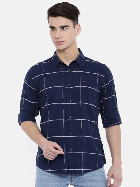 

Pepe Jeans Men Navy Blue Checked Casual Shirt