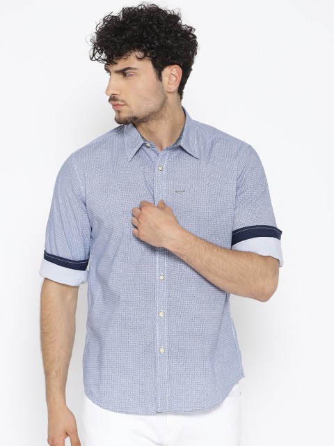 

Pepe Jeans Men Blue Slim Fit Printed Casual Shirt