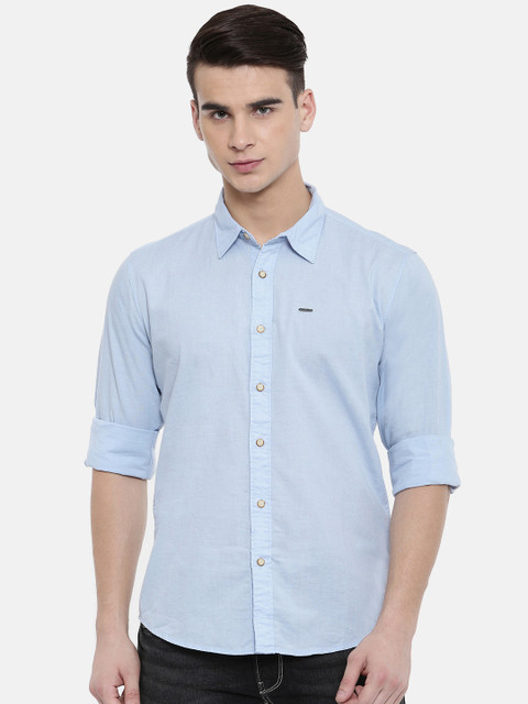 

Pepe Jeans Men Blue Slim Fit Solid Casual Shirt