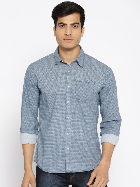 

Pepe Jeans Men Blue Slim Fit Printed Casual Shirt