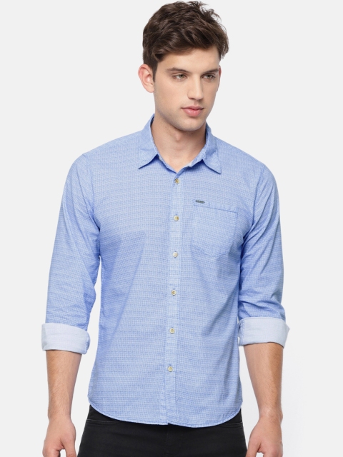

Pepe Jeans Men White & Blue Slim Fit Printed Casual Shirt