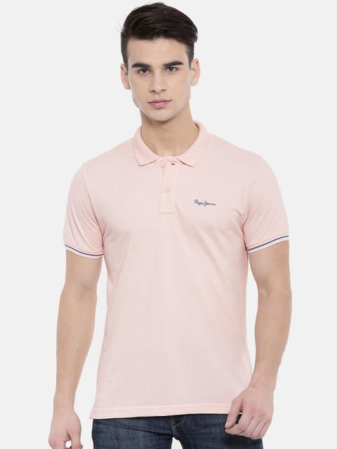 

Pepe Jeans Men Pink Solid Polo Collar T-shirt