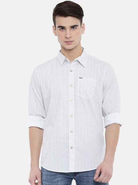 

Pepe Jeans Men White & Black Slim Fit Printed Casual Shirt