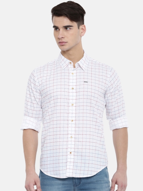 

Pepe Jeans Men White Slim Fit Checked Casual Shirt