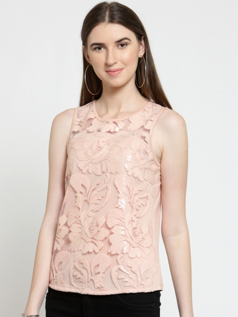 

Latin Quarters Women Peach-Coloured Self Design Top