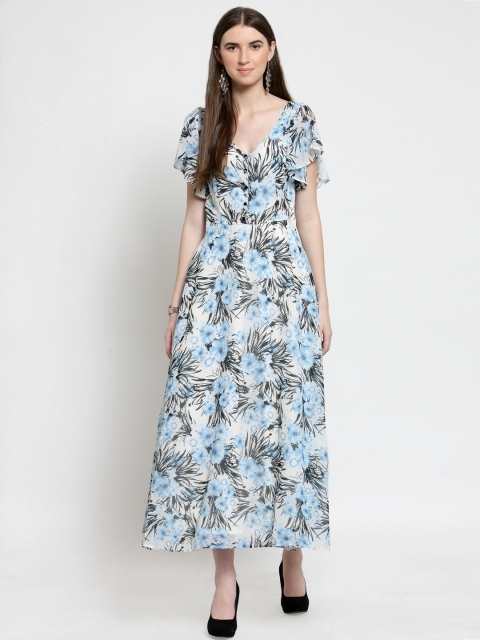 

Latin Quarters Women Off-White Printed Fit and Flare Dress