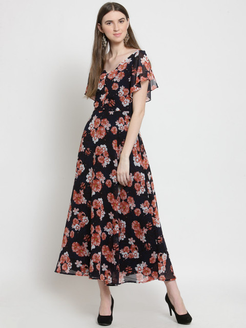 

Latin Quarters Women Navy Blue Printed Maxi Dress