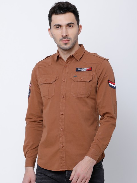 

LOCOMOTIVE Men Brown Slim Fit Solid Casual Shirt