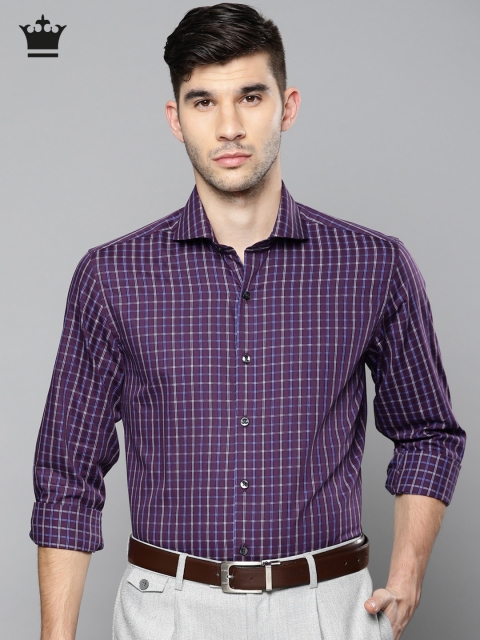 

Louis Philippe Men Purple Slim Fit Checked Formal Shirt