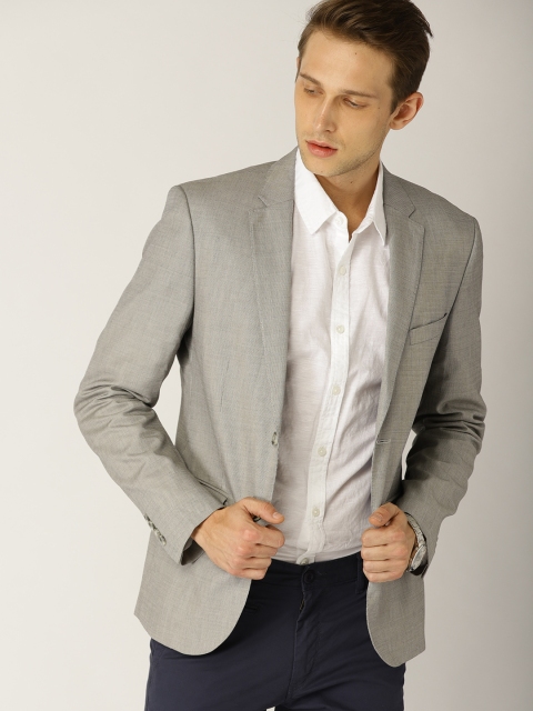 

United Colors of Benetton Grey Single-Breasted Slim Fit Casual Blazer