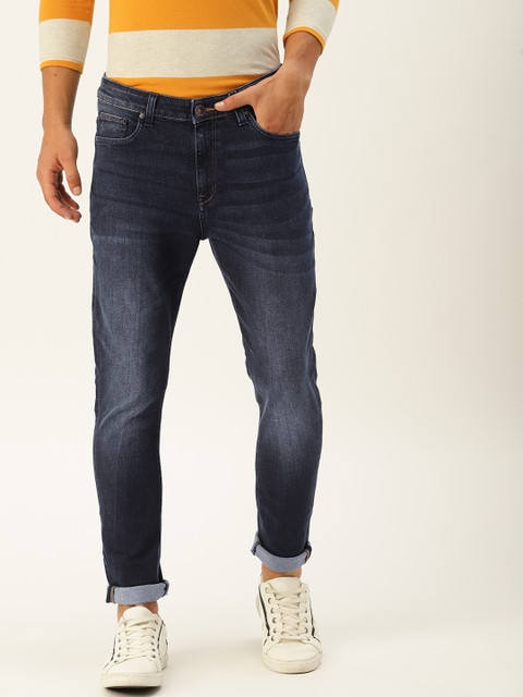 

United Colors of Benetton Men Navy Blue Carrot Fit Mid-Rise Clean Look Stretchable Jeans