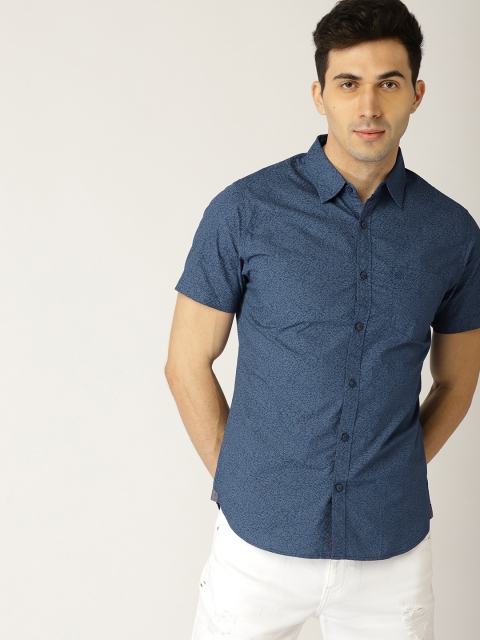 

United Colors of Benetton Men Navy Blue Slim Fit Printed Casual Shirt