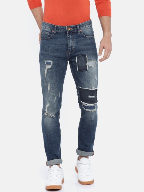 

United Colors of Benetton Men Blue Slim Fit Mid-Rise Mildly Distressed Stretchable Jeans
