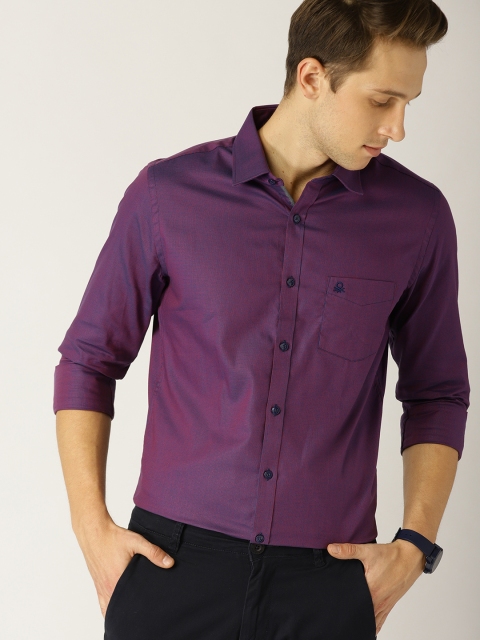 

United Colors of Benetton Men Pink & Blue Slim Fit Self Design Smart Casual Shirt