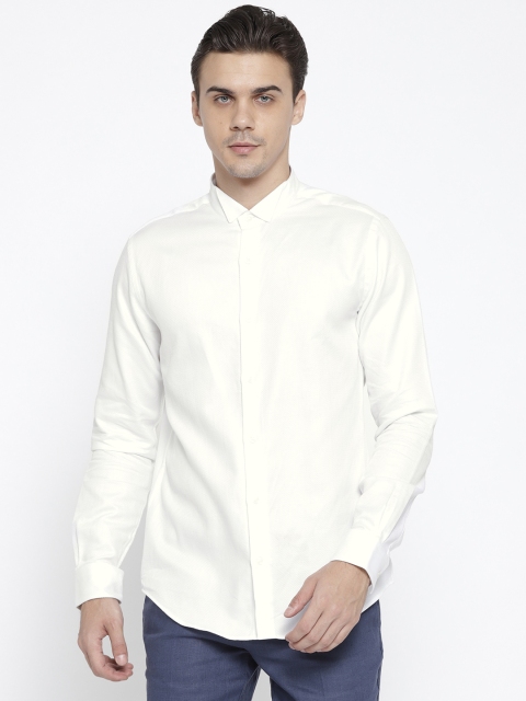 

United Colors of Benetton Men White Slim Fit Self Design Smart Casual Shirt