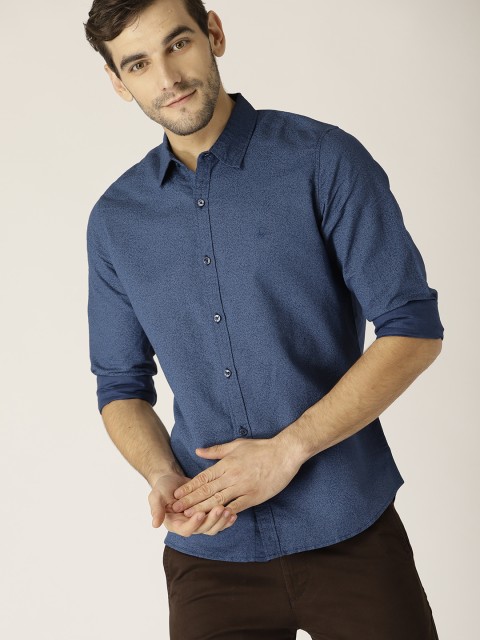 

United Colors of Benetton Men Navy Blue Slim Fit Printed Casual Shirt