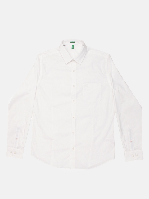 

United Colors of Benetton Men White Regular Fit Solid Casual Shirt