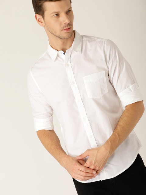 

United Colors of Benetton Men White Slim Fit Solid Casual Shirt
