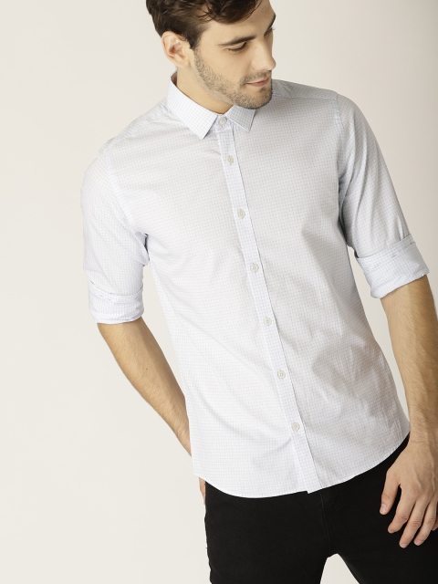 

United Colors of Benetton Men Blue Slim Fit Checked Casual Shirt