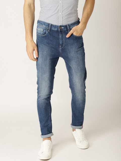 

United Colors of Benetton Men Blue Carrot Fit Mid-Rise Clean Look Stretchable Jeans