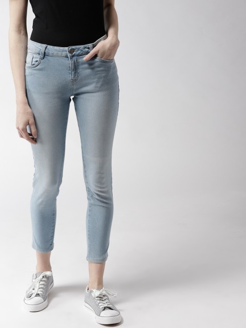 

Mast & Harbour Women Blue Skinny Fit Mid-Rise Clean Look Stretchable Cropped Jeans