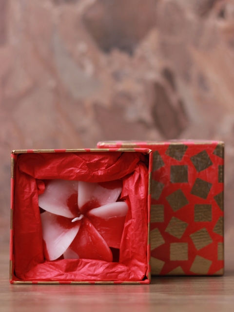 

Soulflower Rose Aroma Hibiscus Shape Big Floating Candle, Red