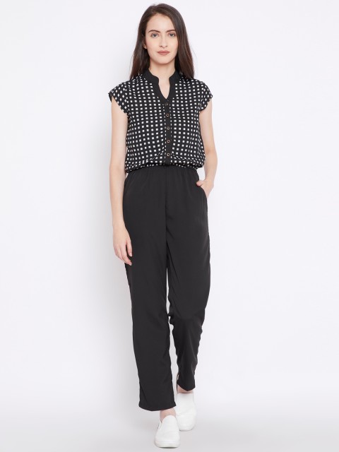 

Ruhaans Black & White Checked Basic Jumpsuit