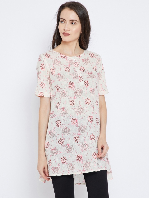 

Ruhaans Off-White & Red Printed Tunic
