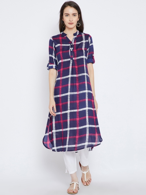 

Ruhaans Blue & White Checked Tunic