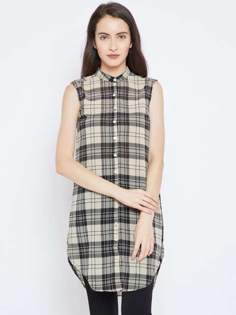 

Ruhaans Beige & Brown Checked Tunic