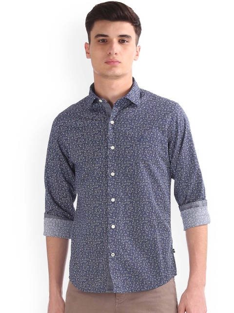 

Nautica Men Blue Slim Fit Printed Casual Shirt