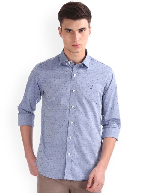 

Nautica Men Blue Long Sleeve Dobby Shirt