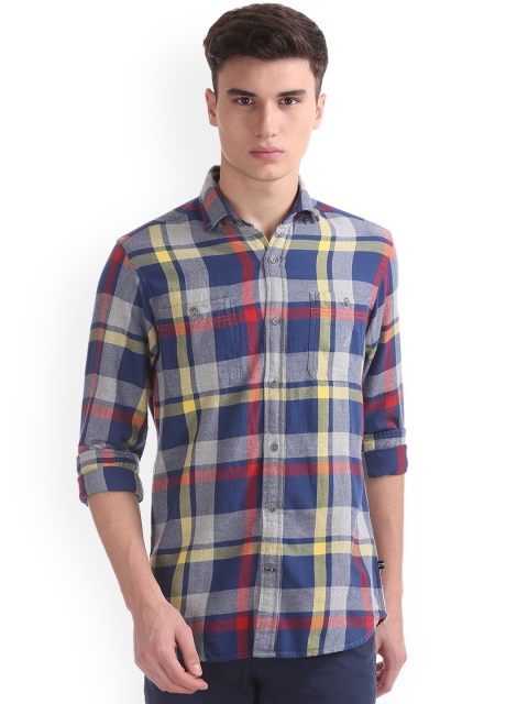 

Nautica Men Grey Long Sleeve Flannel Plaid Shirt, Multi